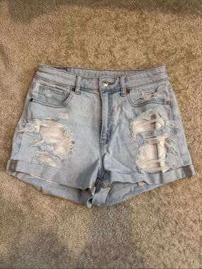 American Eagle Outfitters Light Blue Distressed Denim Cutoff Shorts